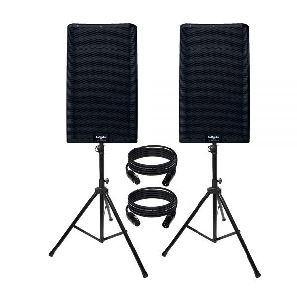 Dual 10 in. Portable 1600-Watt Powered Speakers with Bluetooth Mic Speaker Stands Control recent-image